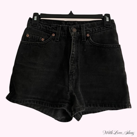 90s vintage black Levi's 512 denim high waisted shorts - Picture 1 of 4